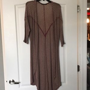 Maroon and Cream Long Cardigan